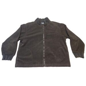 Pacer‎ by Karen Scott Black 100% Polyester Zip Up Jacket Sweater Size XL